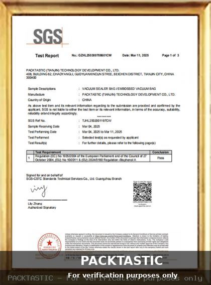 SGS test report for Bisphenol A food contact compliance